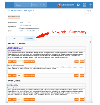 Summation Summary Screen Summation Summary Screen